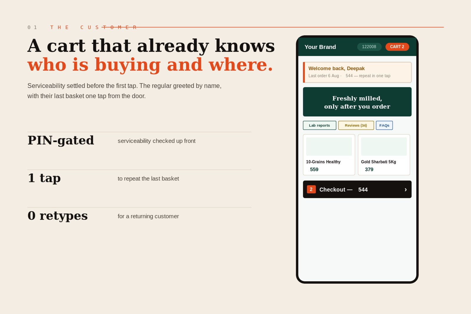Storefront — the customer's cart